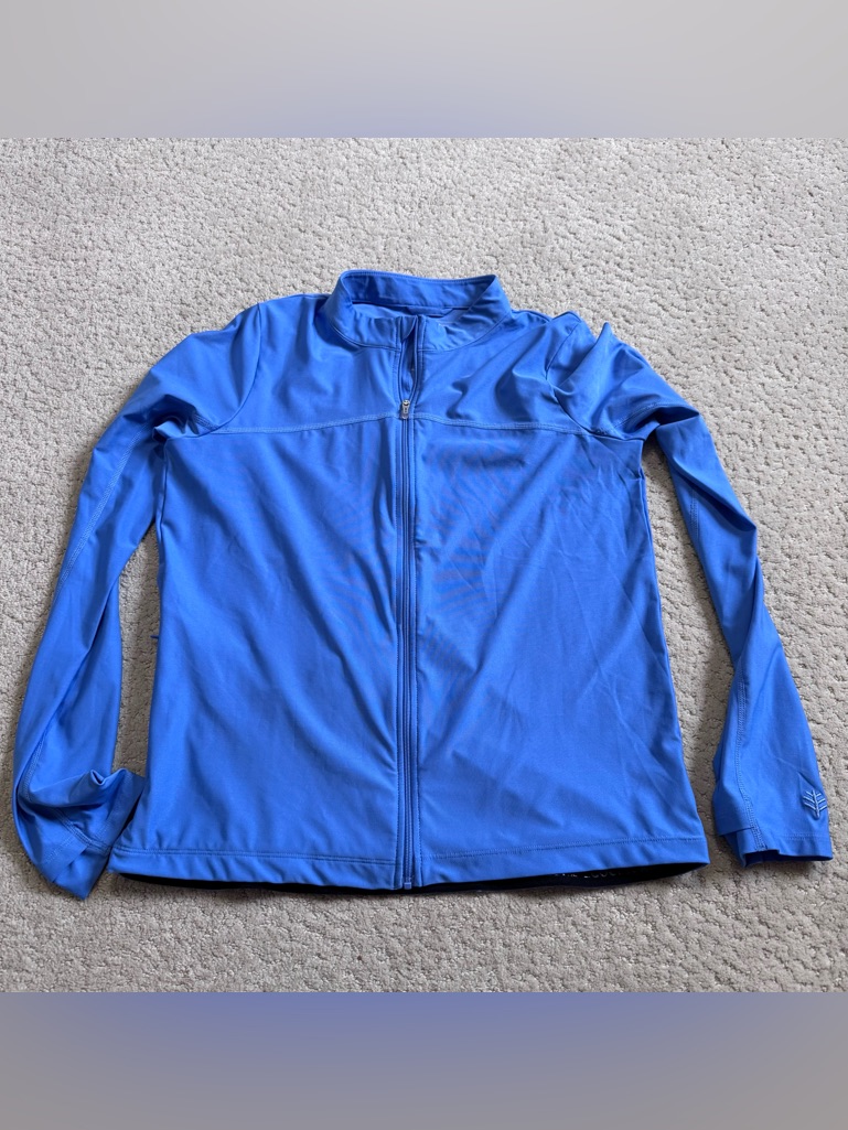 Coolibar Turtle Bay Swim Jacket Zip Rash Guard Youth Xl Blue Solid Style 10491